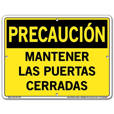 Vestil Aluminum Sign, 9-1/2" Height, 12-1/2" Width, Aluminum, Rectangle, Spanish SI-C-32-B-AL-040-S